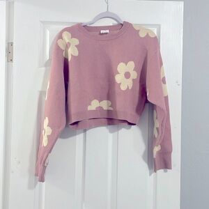 NWOT Le Lis Crop Flower Sweater - M